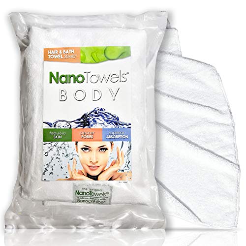 Life Miracle Nano Towels Body Bath & Shower Towel. Huge & Super Absorbent. Wipes Away Dirt, Oil and Cosmetics. Use As Your Sports, Travel, Fitness, Kids, Beauty, Spa Or Salon Luxury Towel. (20x40)", White) - Image 1