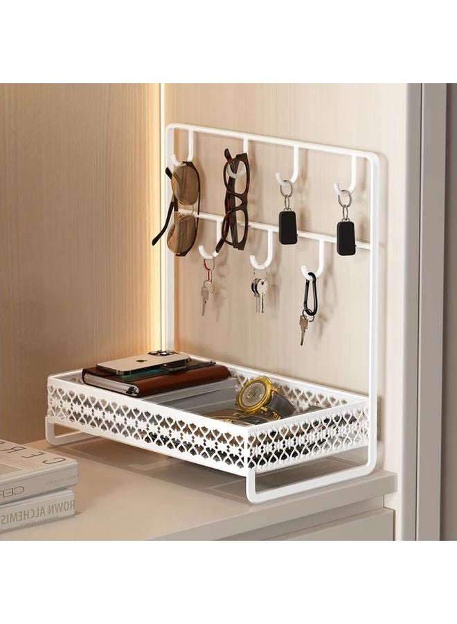 Black Metal Key Holder and Mask Storage Rack Freestanding Organizer for Home Office - Image 2