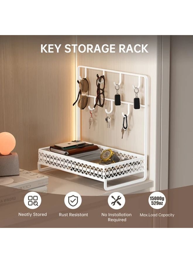 Black Metal Key Holder and Mask Storage Rack Freestanding Organizer for Home Office - Image 3