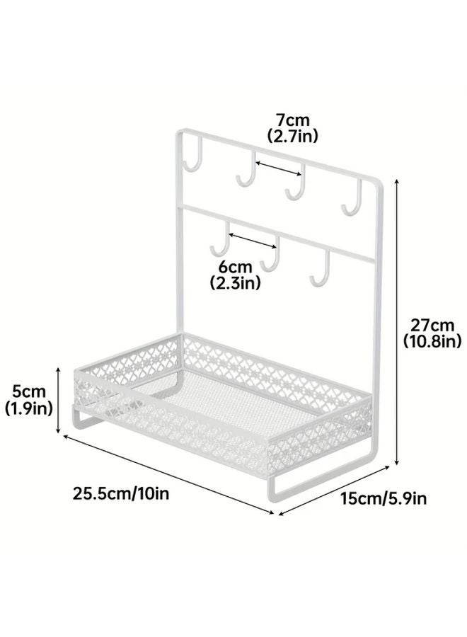 Black Metal Key Holder and Mask Storage Rack Freestanding Organizer for Home Office - Image 4