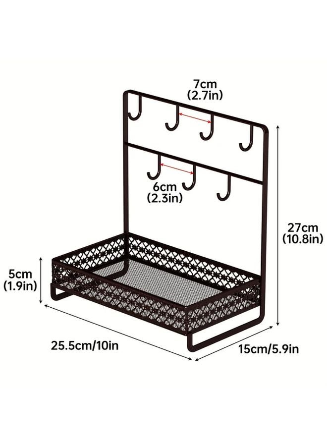 Black Metal Key Holder and Mask Storage Rack Freestanding Organizer for Home Office - Image 1