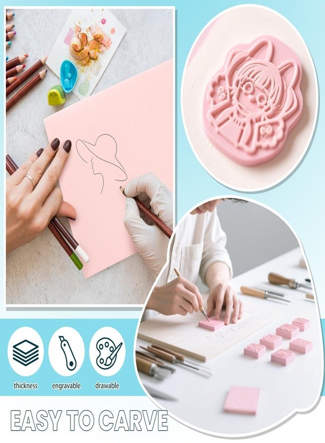 Oopsu 6 Pack 8''x10'' Pink Rubber Stamp Carving Blocks Soft Carving Blocks for DIY Stamp Making, Printmaking, Art Projects Craft Supplies for Beginners & Professionals - Image 4