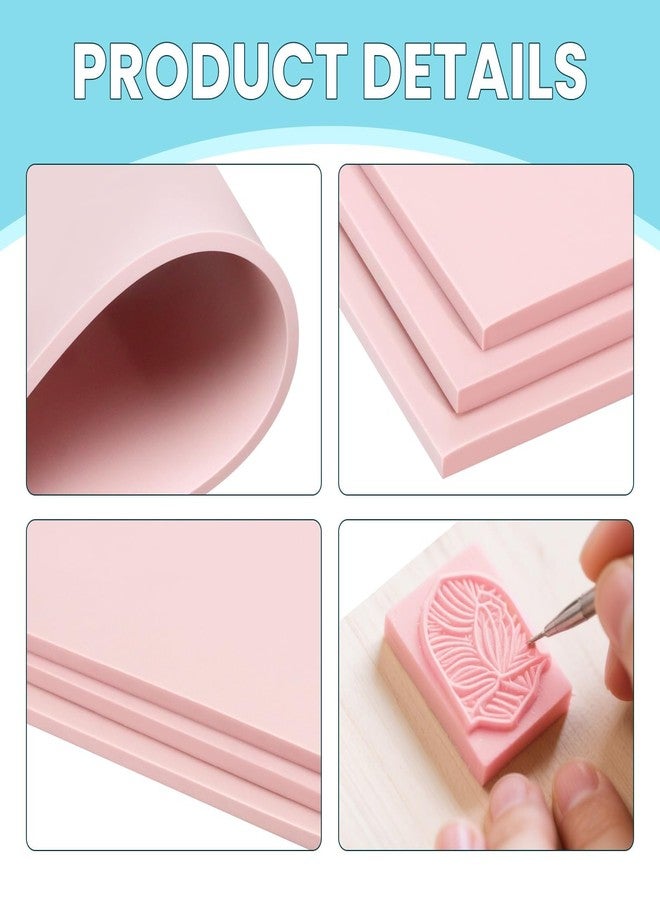 Oopsu 6 Pack 8''x10'' Pink Rubber Stamp Carving Blocks Soft Carving Blocks for DIY Stamp Making, Printmaking, Art Projects Craft Supplies for Beginners & Professionals - Image 3
