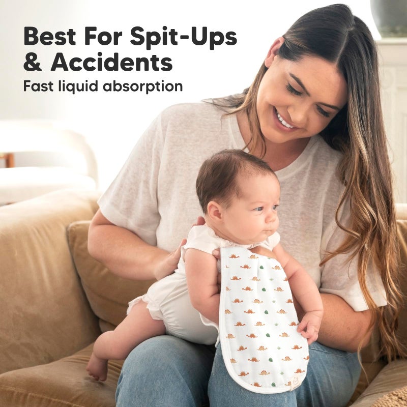 KeaBabies 5-Pack Muslin Burp Cloths Baby Boy, Girl - Very Absorbent Baby Burp Cloth Rags, 8-Layers Viscose Derived from Bamboo Cotton Muslin Towel, Super Soft Spit Up Rags, No Shrink Washcloths (Roarsome) - Image 5