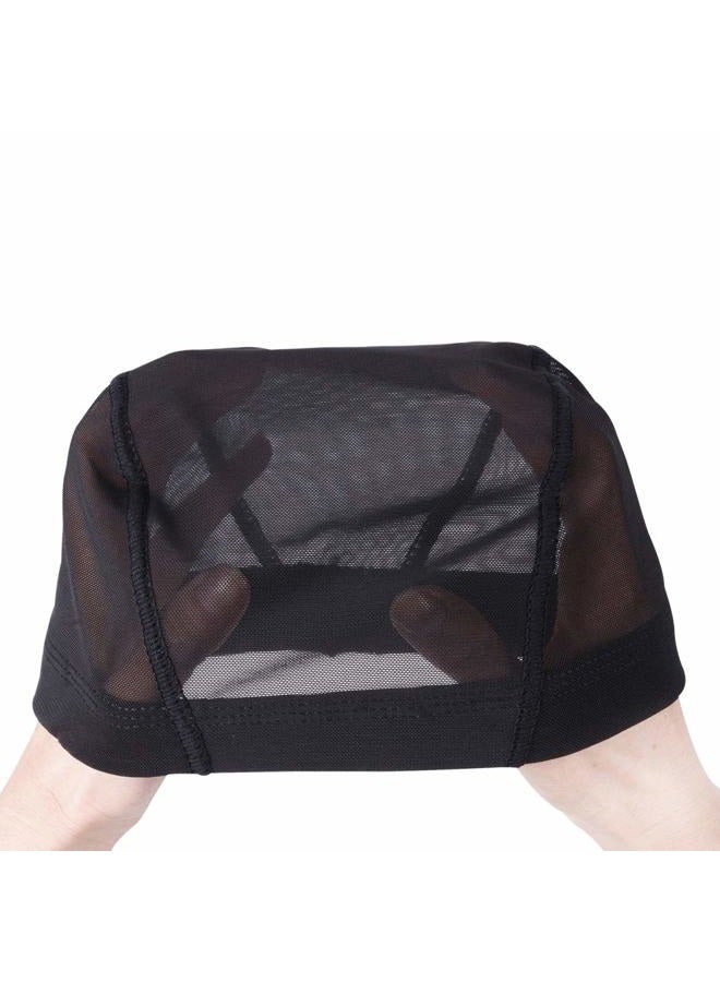 yantaisiyu 5 Pcs/Lot Black Mesh Dome Caps Wig Caps Stretchy Hairnets Dome Cap with Wide Elastic Band for Wig Making (Mesh Cap L) - Image 2