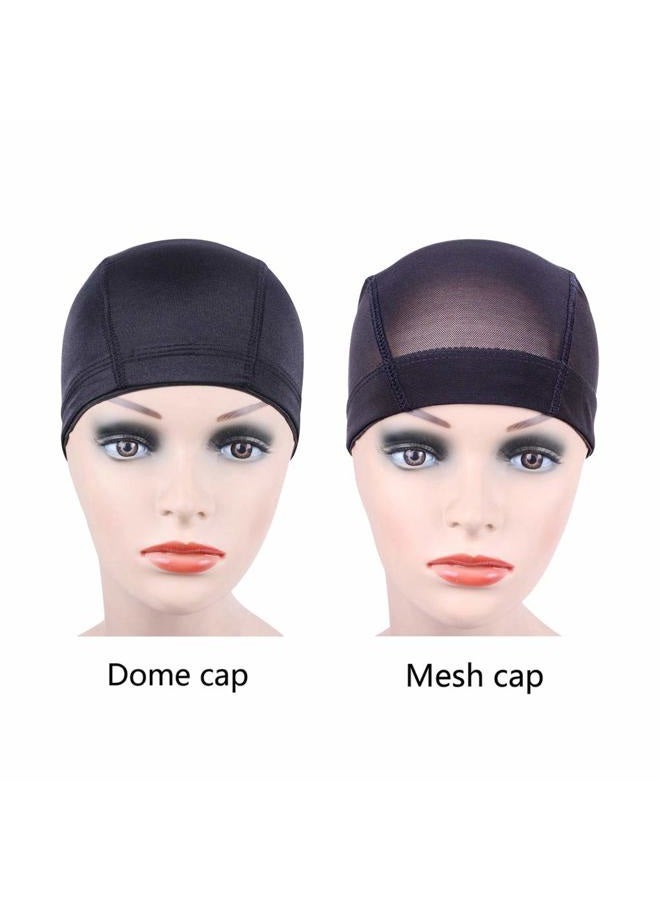 yantaisiyu 5 Pcs/Lot Black Mesh Dome Caps Wig Caps Stretchy Hairnets Dome Cap with Wide Elastic Band for Wig Making (Mesh Cap L) - Image 3