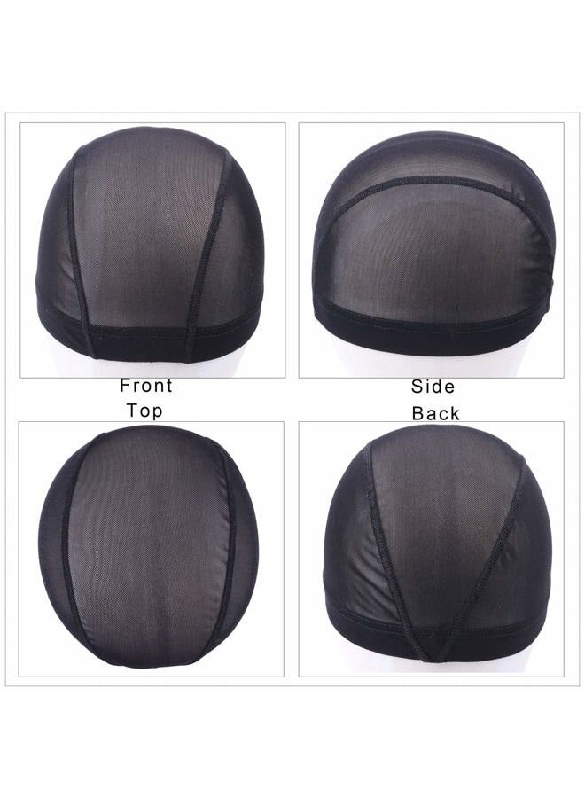 yantaisiyu 5 Pcs/Lot Black Mesh Dome Caps Wig Caps Stretchy Hairnets Dome Cap with Wide Elastic Band for Wig Making (Mesh Cap L) - Image 4