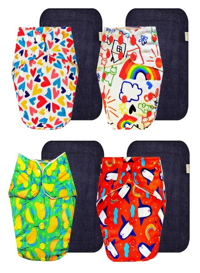 Dumbledo Premium Cloth Diaper with Gray Insert (Pack of 4) | Soft & Gentle | Reusable & Washable | Easy to Clean | Worry-Free Diapering | 3 Months - 3 Years | Unisex Baby - Image 1