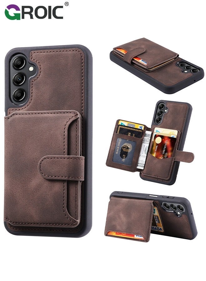 GROIC Case for Samsung Galaxy S24 6.1" PU Leather Wallet Shell Magnetic Back Kickstand Card Holder Slots Shockproof Protective Flip Cover Anti-Fingerprint - Image 1
