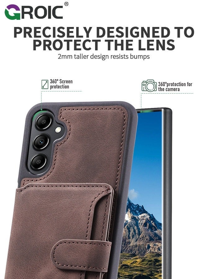 GROIC Case for Samsung Galaxy S24 6.1" PU Leather Wallet Shell Magnetic Back Kickstand Card Holder Slots Shockproof Protective Flip Cover Anti-Fingerprint - Image 3