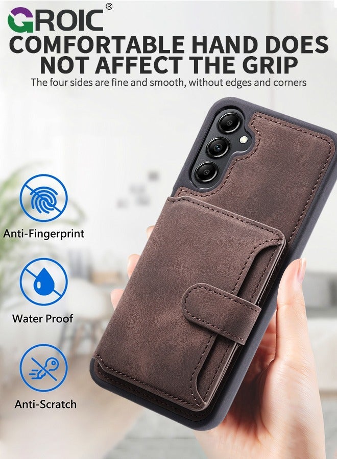 GROIC Case for Samsung Galaxy S24 6.1" PU Leather Wallet Shell Magnetic Back Kickstand Card Holder Slots Shockproof Protective Flip Cover Anti-Fingerprint - Image 5
