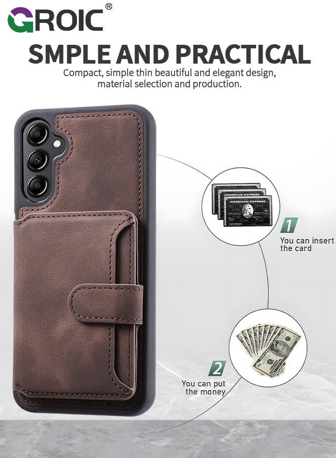 GROIC Case for Samsung Galaxy S24 6.1" PU Leather Wallet Shell Magnetic Back Kickstand Card Holder Slots Shockproof Protective Flip Cover Anti-Fingerprint - Image 2