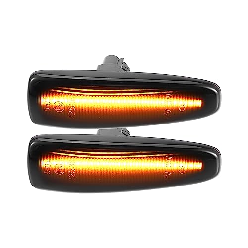 A ABSOPRO LED Side Marker Light 8351A001 Front Turn Signal Lights Fender Sidemarker Lamps for Mitsubishi Lancer 20082017 Black Lens Yellow LED Light 1 Pair