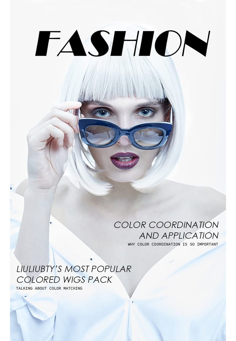 LIULIUBTY Colored Wigs 6 Pack, Short Bob Hair Wigs Neon Colorful Party Wigs for Women Girls Cosplay Costume Party Holiday Bachelorette Night Club - Image 5