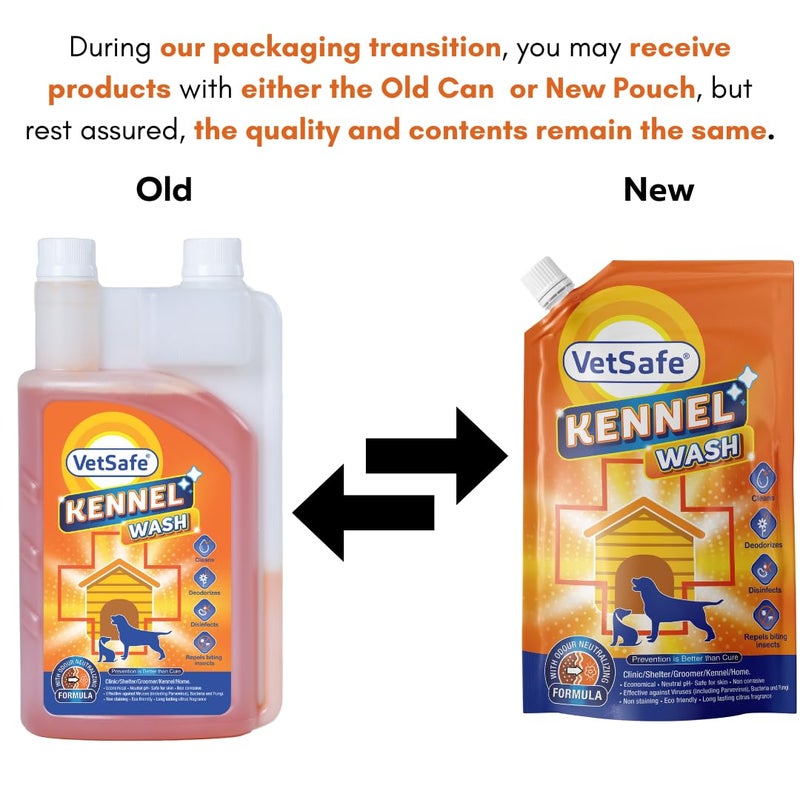 VetSafe Kennel Wash 1000 ML (PACK of 2) | Kennel Cleaner | Pet Floor Cleaner | Pet Area freshener | Odour Neutralizer | Anti microbial | Disinfectant | Super Concentrate | Orange Power - Image 2