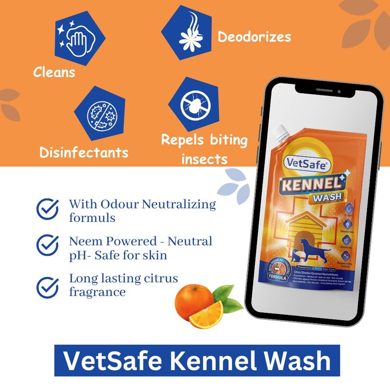 VetSafe Kennel Wash 1000 ML (PACK of 2) | Kennel Cleaner | Pet Floor Cleaner | Pet Area freshener | Odour Neutralizer | Anti microbial | Disinfectant | Super Concentrate | Orange Power - Image 5