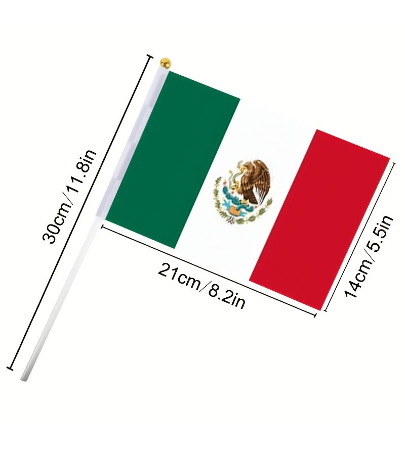 50Pcs High Quality Mexican Handheld Flags 5x8 Inches Featuring The Mexican National Flag For Garden Decoration Outdoor Flags And Yard Embellishments - Image 2