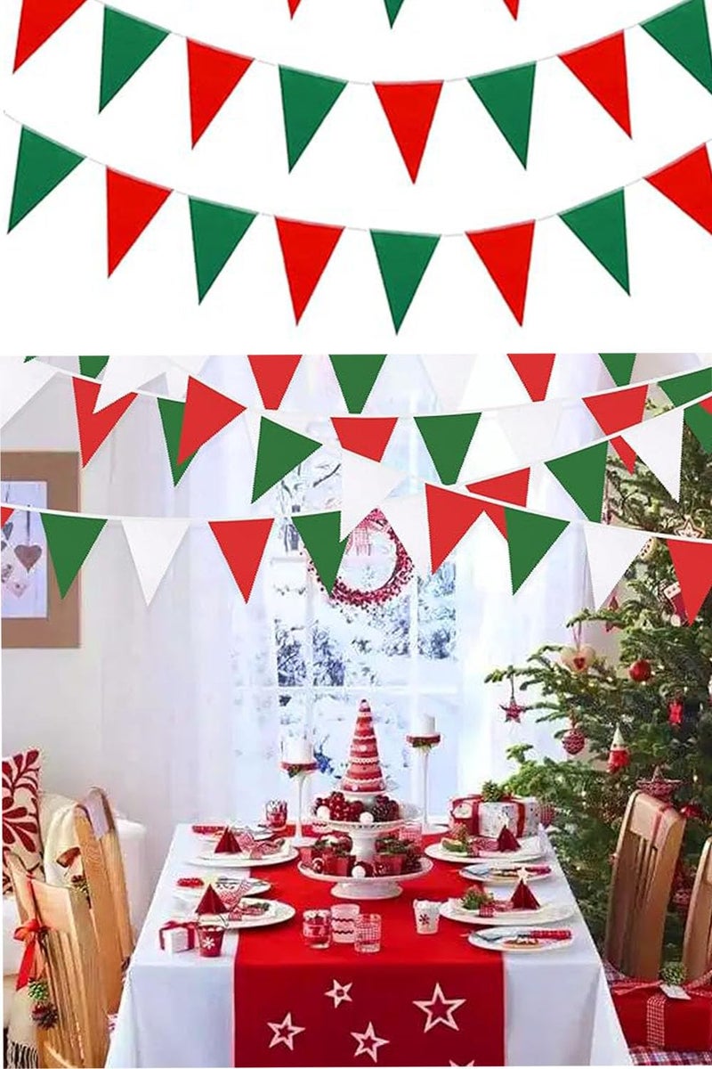 CANVASS Christmas Tree Decoration Xmas Gift Large Hanging Items for Xmas Tree, Home Decor, Door, Window -2.5 M (Pack of 1) Red White Green Festive Party Garland Bunting - Image 3