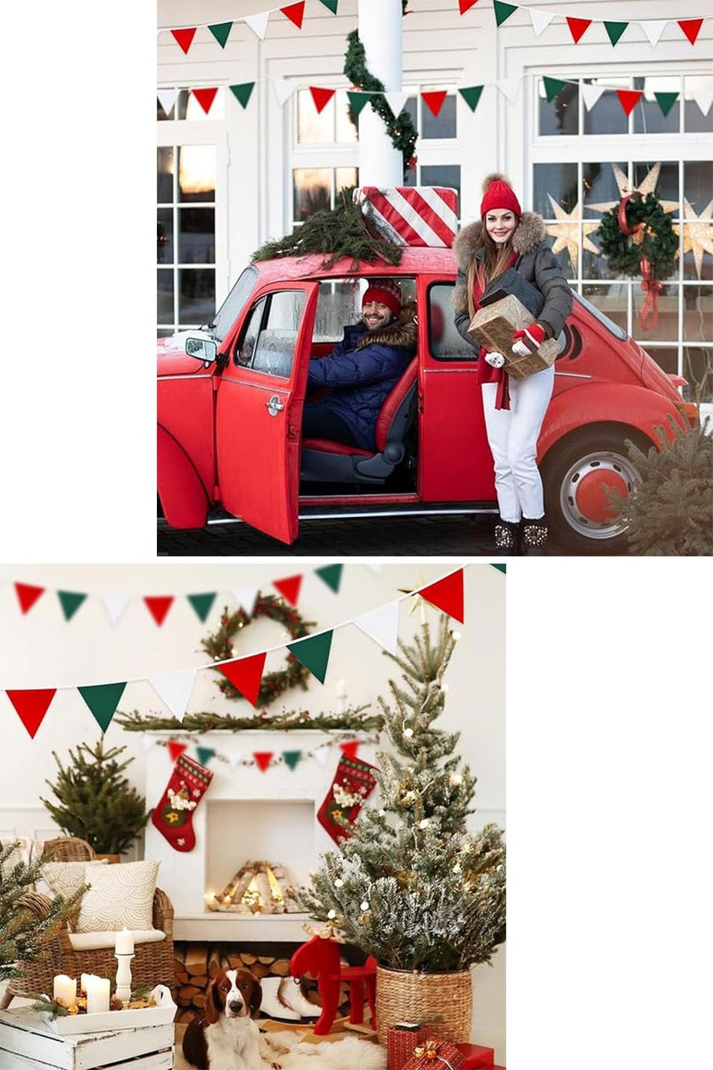 CANVASS Christmas Tree Decoration Xmas Gift Large Hanging Items for Xmas Tree, Home Decor, Door, Window -2.5 M (Pack of 1) Red White Green Festive Party Garland Bunting - Image 5