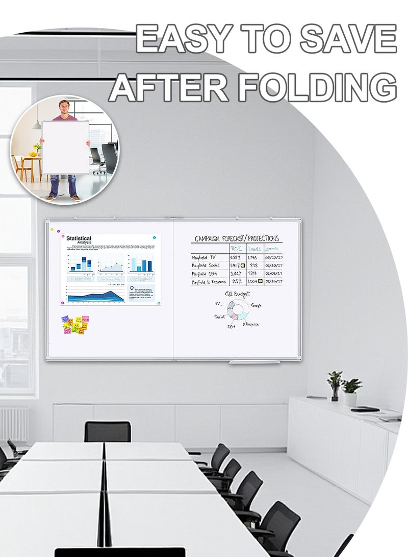 KidLe Dry Erase Boards Mobile Split Whiteboard - Double-Sided Magnetic Dry Erase Board, Space-Saving Design, Perfect for Team Brainstorming, Education, and Home Use - Image 3