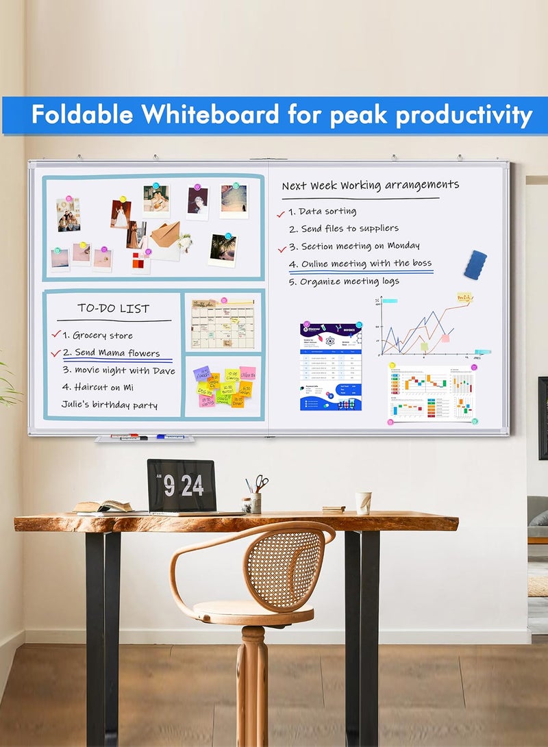 KidLe Dry Erase Boards Mobile Split Whiteboard - Double-Sided Magnetic Dry Erase Board, Space-Saving Design, Perfect for Team Brainstorming, Education, and Home Use - Image 1