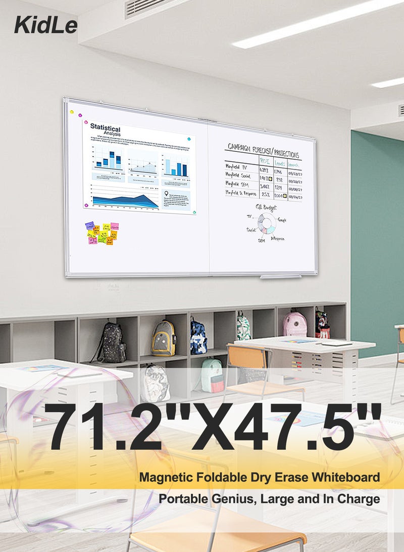 KidLe Dry Erase Boards Mobile Split Whiteboard - Double-Sided Magnetic Dry Erase Board, Space-Saving Design, Perfect for Team Brainstorming, Education, and Home Use - Image 2