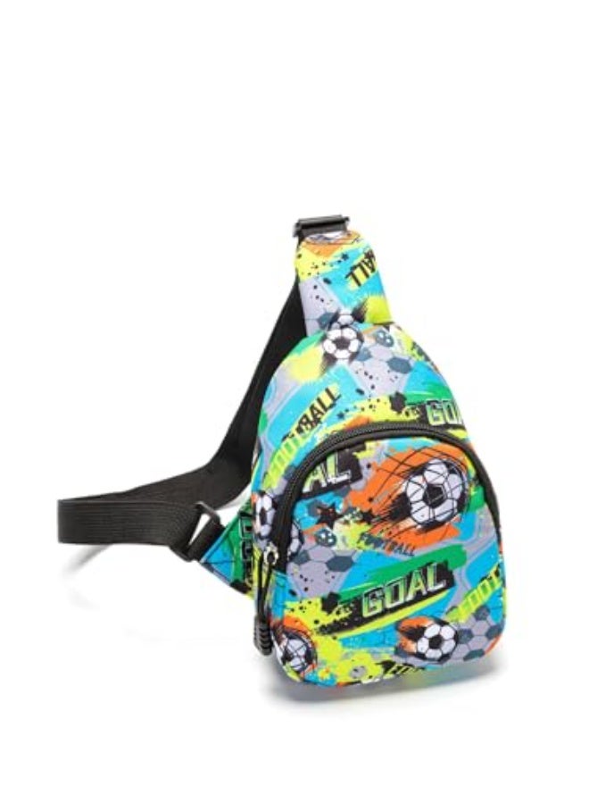 Kids Sling Backpack, Football Design, 19 cm x 12 cm x 7 cm, Crossbody Shoulder Bag for Toddlers, Multi-Color