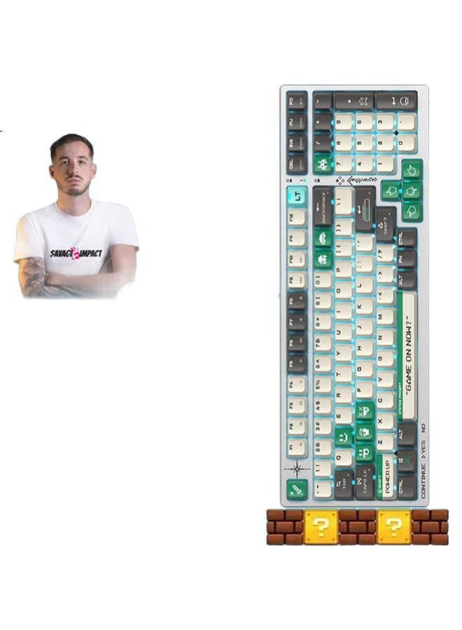 A4TECH A4Tech S90Rt 98-Key Wired Mechanical Keyboard Alpha Optical Axis Rt Chicken Eating Fps Game Fearless Contract Warolan Esports Blood Hand Ghost Pixel Battle Green - Image 3