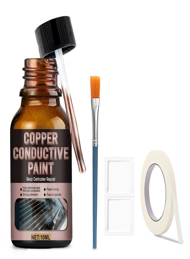 WANJAO Rear Defroster Repair Kit, Copper Conductive Paint for repairing rear window defroster screens with Brush wipes masking paper strong adhesion and fast repair performance, 10 ml - Image 1