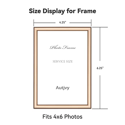 Autjvy 4x6 Picture Frame Gold - Brushed Brass Modern Simple Thin Aluminum Metal Photo Frame with HD Real Glass, Display for Tabletop and Wall Collage. (2 Pack) - Image 2