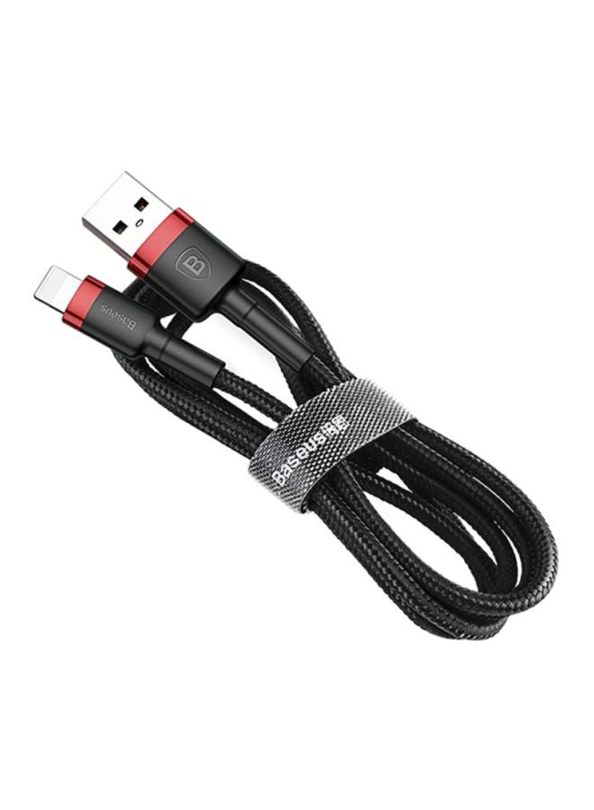 Baseus USB to Lightning Charging Cable Cafule Nylon Braided High-Density Quick Charge Compatible for iPhone 13 12 11 Pro Max Mini XS X 8 7 6 5 SE iPad (1 Meter, 2.4 A) Black/Red - Image 2