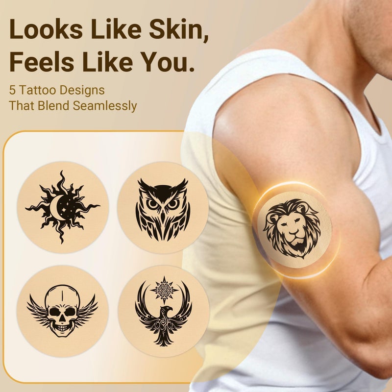Amolyfe Libre 3 Sensor Covers Tattoo Waterproof, Amolyfe 10 Pack Freestyle Libre 3 Plus Covers, Bump-Proof with Hard Cap, Waterproof Breathable Medical CGM Adhesive Patches, 14-Day CGM Protection (Lion) - Image 2