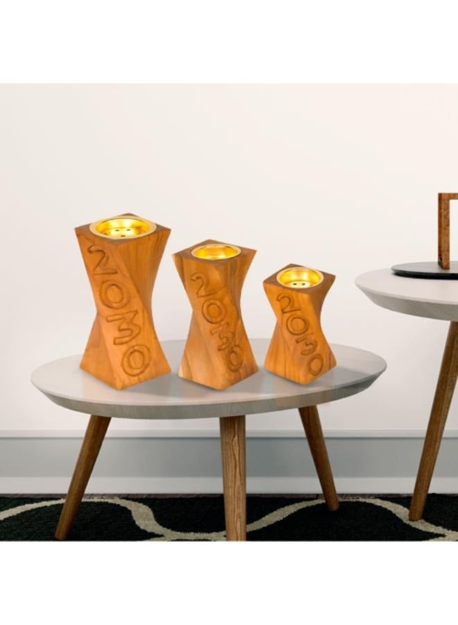 Braided incense burner, 3 sizes (hand-carved from natural teak wood) - Image 1