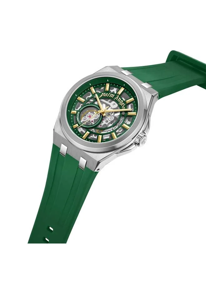 Palm Angels Altera Green Dial Green Silicone Strap Analog Watch for Men, 43mm