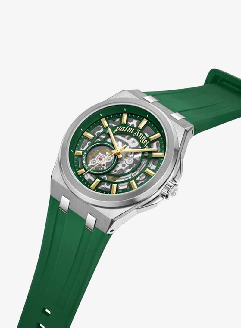 Palm Angels Altera Green Dial Green Silicone Strap Analog Watch for Men, 43mm - Image 2