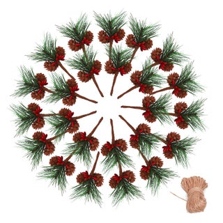 Geefuun 24Pieces Christmas Artificial Pine Needle/Pick Decorations 1 Pack Jute Twine Rope - Xmas Party Gift Wrapping Decor Wreaths Arrangement Tree Ornaments Wedding Supplies - pzsku/ZD3A000FD1DA5BE0D7019Z/45/1749718514/8f620618-94b4-4537-a52a-669f02cd9109