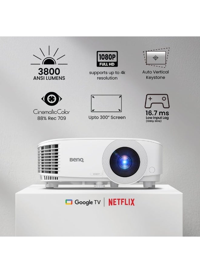 بين كيو TH575i Full HD 1080p Home Theater & Gaming Projector, 3800 ANSI Lumens, Licensed Google TV Dongle Included, HDR, 16.7ms Low Input Lag, Auto Vertical Keystone, 1.1x Zoom TH575i white - Image 3