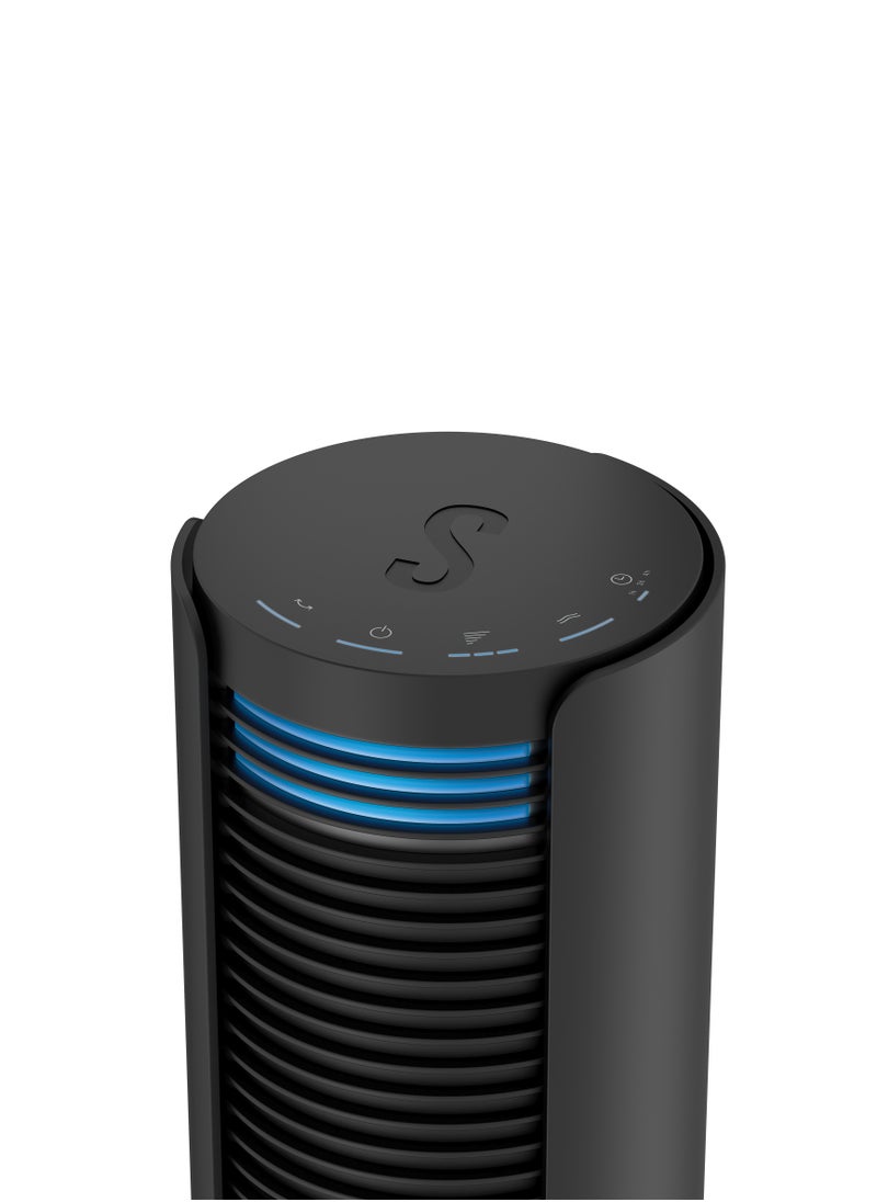 Stadler Form Swiss Design Tower Fan Peter with Remote Control and Easy Touch Panel Swing Mode with 3 Speed Levels Timer and Swivel Function Slim Design Black 2 Years Warranty plus Local Support