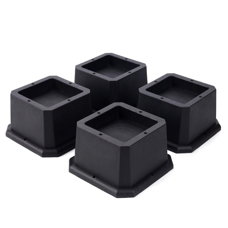 BTSD-home BTSDhome Furniture Risers 2 Inch Bed Risers Heavy Duty Adjustable Dorm Bed Lifts Risers Table Desk Chair Leg Extenders 4 Pack Black