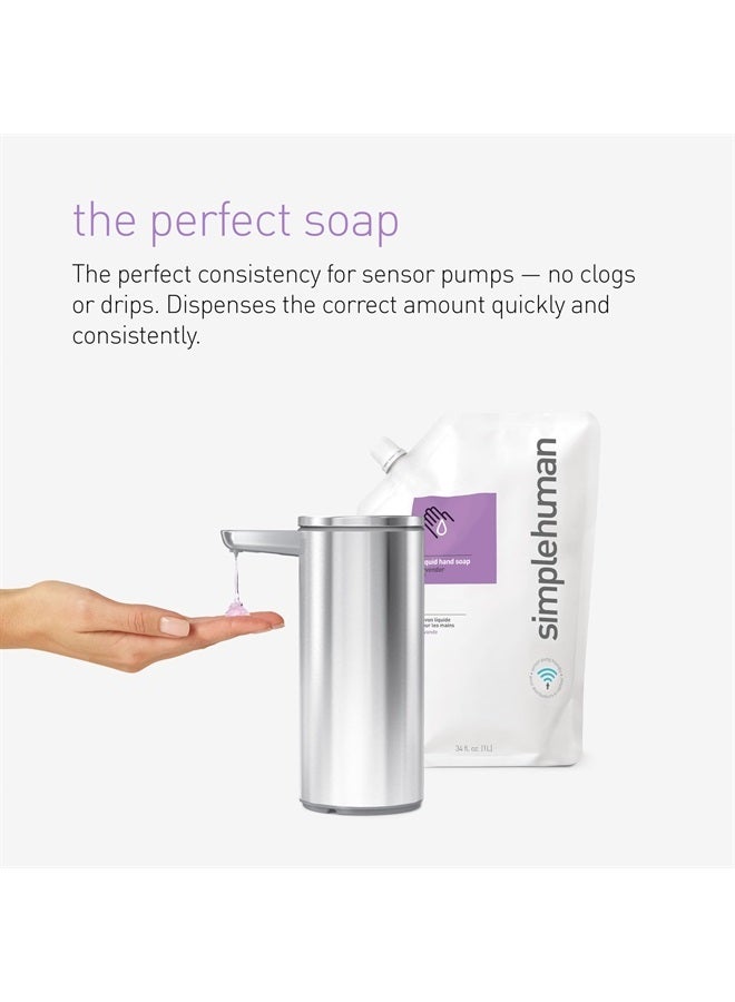simplehuman Fragrance Free Moisturizing Liquid Hand Soap Refill Pouch, 34 Fl. Oz, Pack of 6 - Image 5