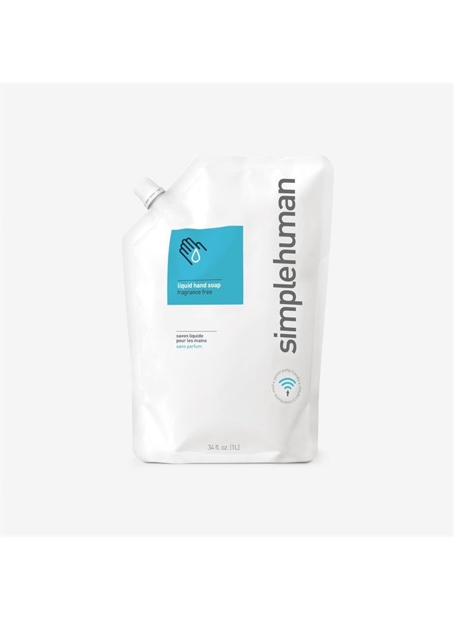 simplehuman Fragrance Free Moisturizing Liquid Hand Soap Refill Pouch, 34 Fl. Oz, Pack of 6 - Image 2