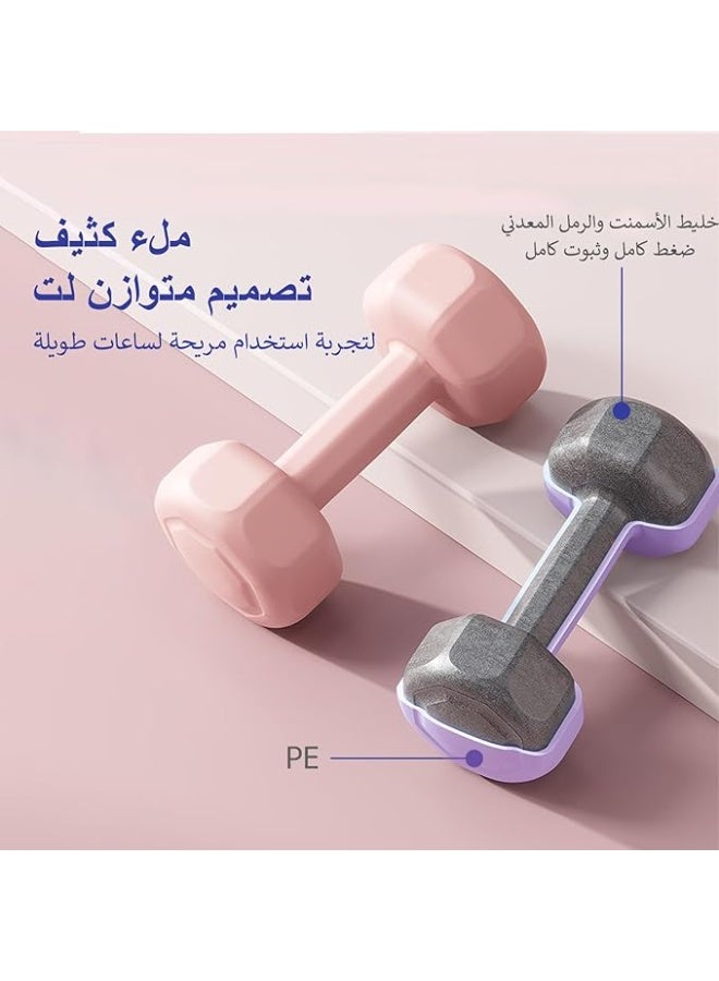 DUNISO 2 Pcs Dumbbells, Rubber-Coated Fitness Dumbbells, Weightlifting Dumbbells with Anti Slip Handles, Sturdy and Durable，Suitable For Fitness, Home Use, Exercise, Weightlifting, Yoga, 1KG Each，Pink - Image 3