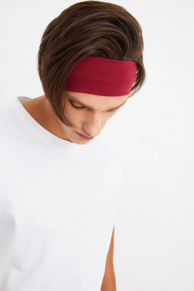 Butikgiz Claret Red Men's Cotton Combed Combed, Non-Slip, Sweatproof, Ultra Light, Sports Hair Band Bandana