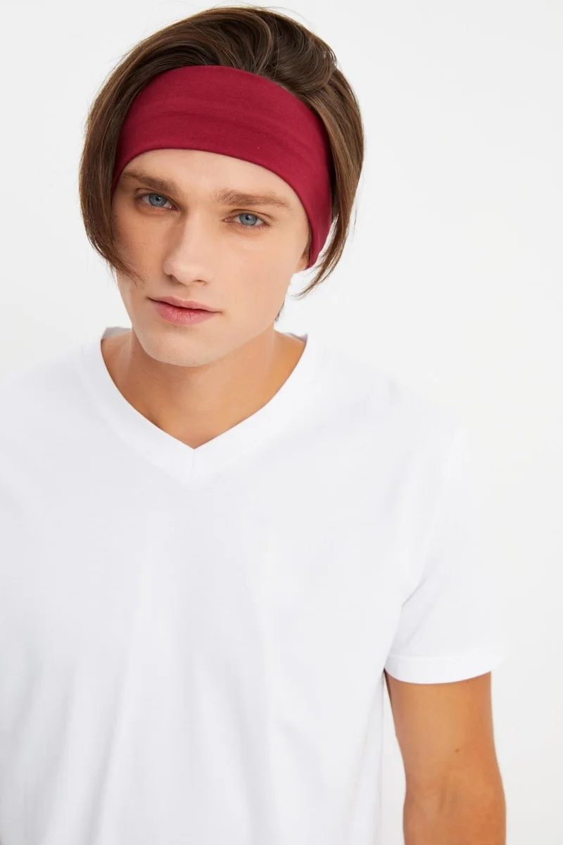 Butikgiz Claret Red Men's Cotton Combed Combed, Non-Slip, Sweatproof, Ultra Light, Sports Hair Band Bandana