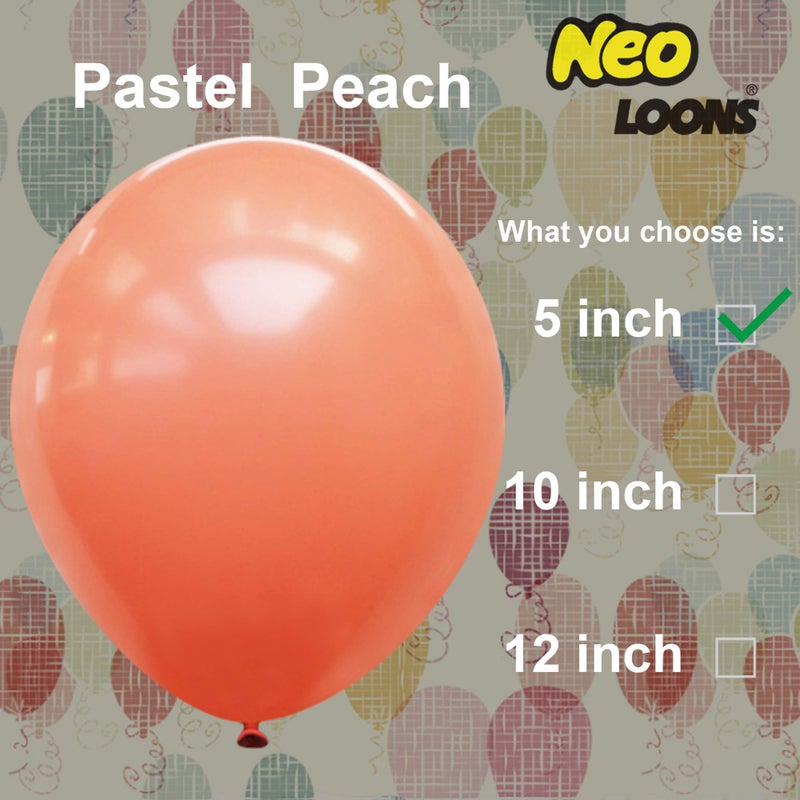 Neo LOONS® 100 pcs 5" Pastel Peach Premium Latex Balloons - Great for Kids, Adult Birthdays, Weddings, Receptions, Baby Showers, Water Fights, or Any Celebration - Image 2