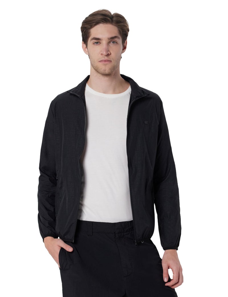 Peter England Men Black Textured Casual Jacket - Image 1