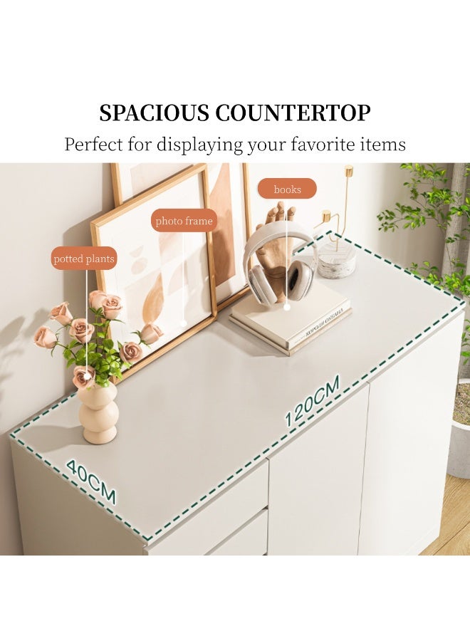 GoldenLike Storage Cabinet, Buffet Cabinet Coffee Bar Cabinet with 4 Drawers + 1 Double-door Cabinet Wooden Sideboard Entryway Cabinets for Bathroom, Kitchen, Living Room - Image 4