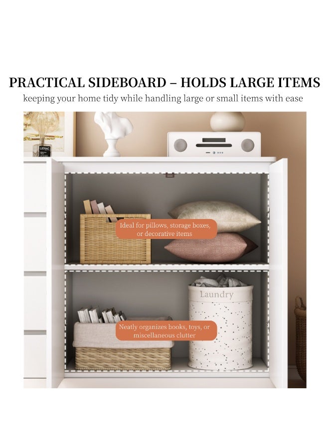 GoldenLike Storage Cabinet, Buffet Cabinet Coffee Bar Cabinet with 4 Drawers + 1 Double-door Cabinet Wooden Sideboard Entryway Cabinets for Bathroom, Kitchen, Living Room - Image 5