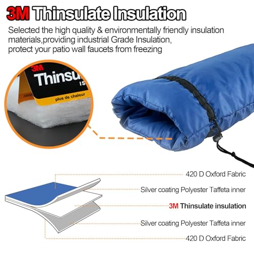 DEMEDO XXL Outdoor Faucet Covers for Winter, 3M Thinsulate Insulation Faucet Freeze Protector, 25”H x 13”W for Garden Lawn Faucets & Yard Hydrant, Waterproof Insulated Spigot Cover Faucet Sock – Blue - Image 4
