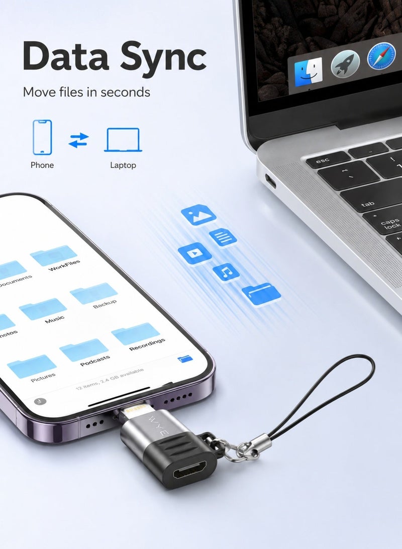 WYE Y-ADP4-M-L Micro USB to 8-Pin Mini Adapter for Fast Charging & Data Sync - Image 1